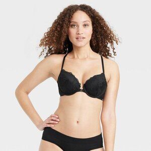 Auden Women's Racerback Lace Push-up Bra Black 32B
